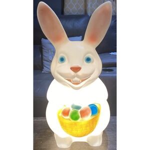 Vintage Blow Mold Of Easter Bunny‎ Rabbit W/Basket Easter Eggs 22" Tall Empire